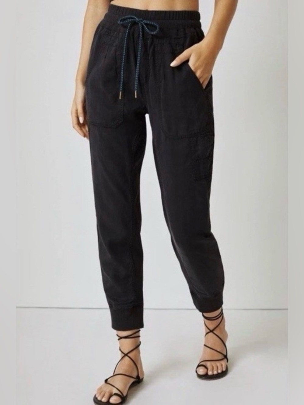 New! Anthropologie The Nomad High Rise Linen Blend Jogger Pants Womens Small